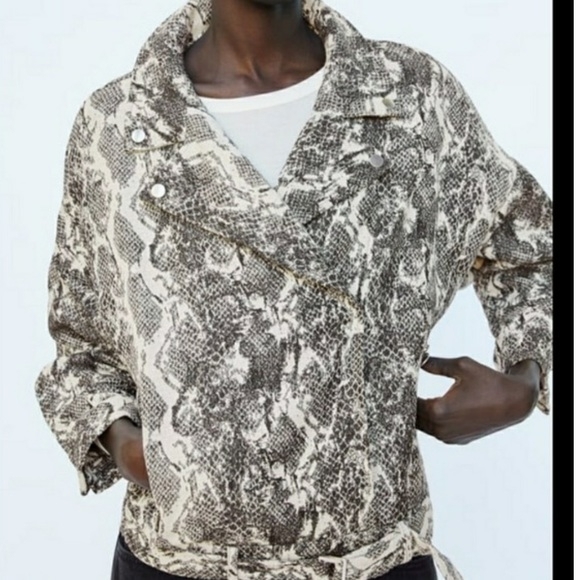 Zara Snakeskin Moto Style Jacket - Small - Picture 2 of 8